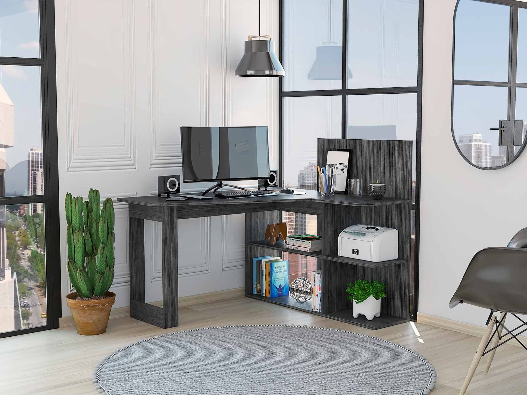 47" Gray L Shape Computer Desk - Homeroots
