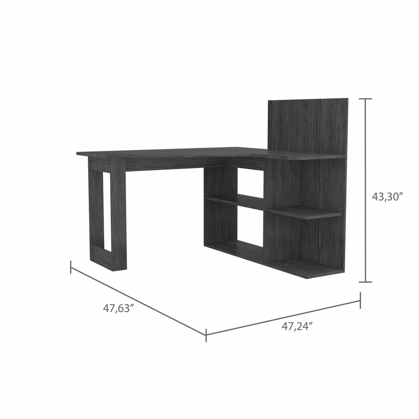 47" Gray L Shape Computer Desk - Homeroots - Flyclothing LLC