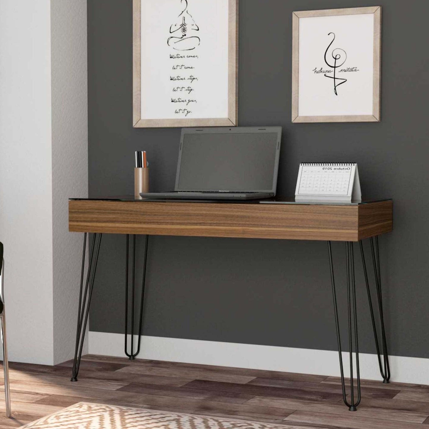 47" Brown and Black Computer Desk - Homeroots - Flyclothing LLC