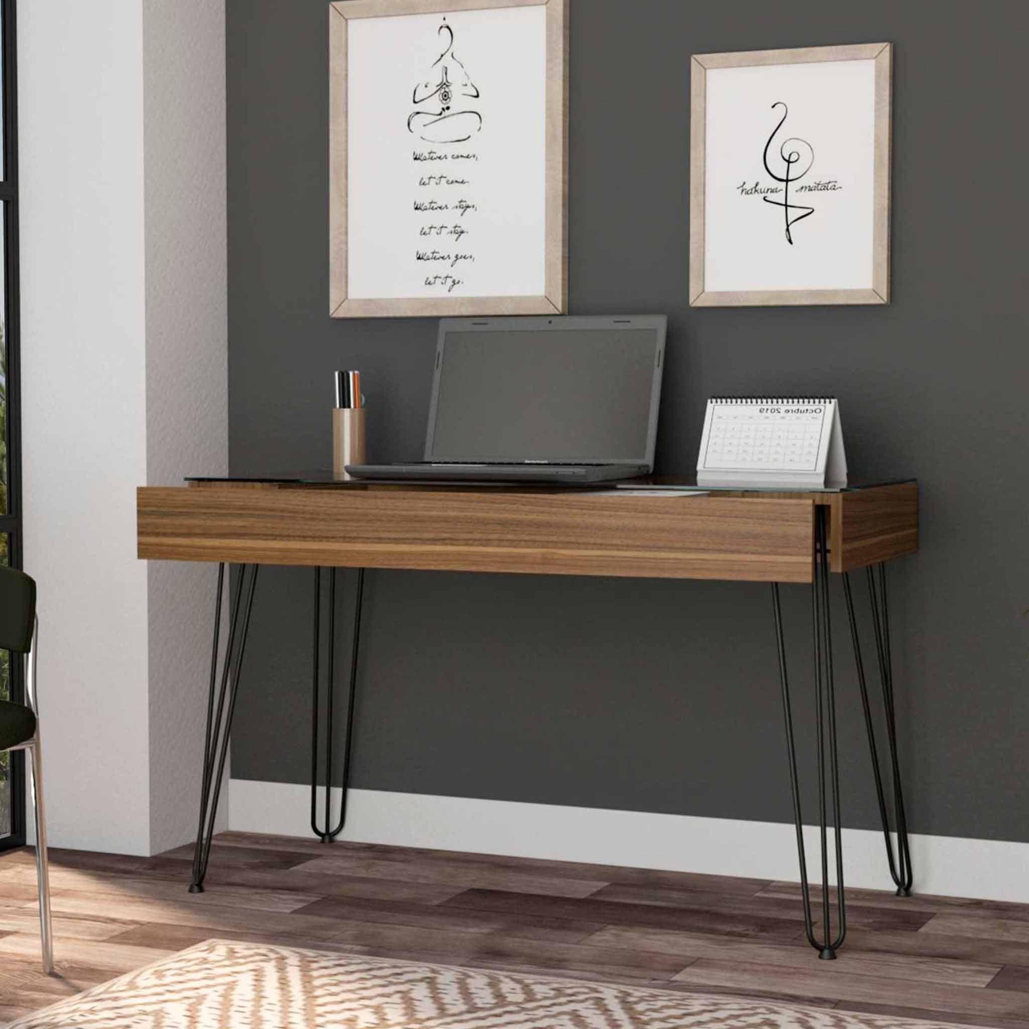 47" Brown and Black Computer Desk - Homeroots - Flyclothing LLC