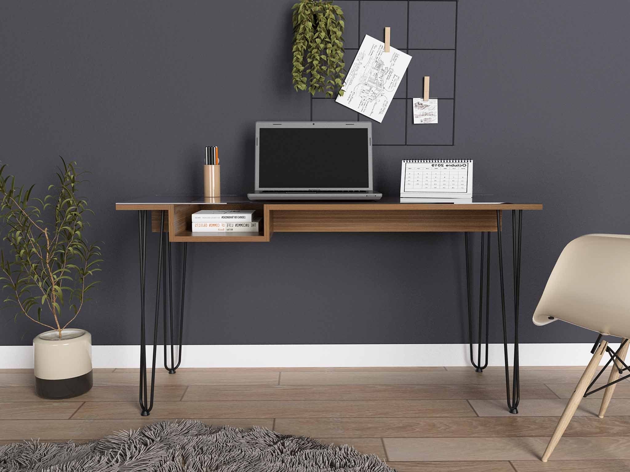 55" Brown and Black Computer Desk - Homeroots - Flyclothing LLC