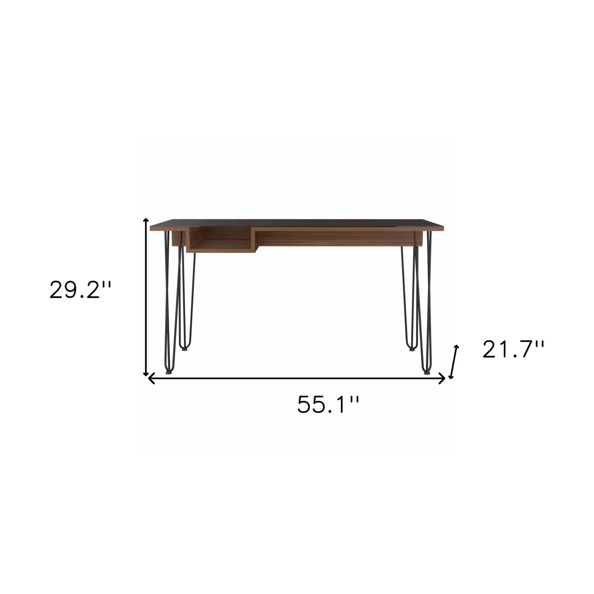 55" Brown and Black Computer Desk - Homeroots