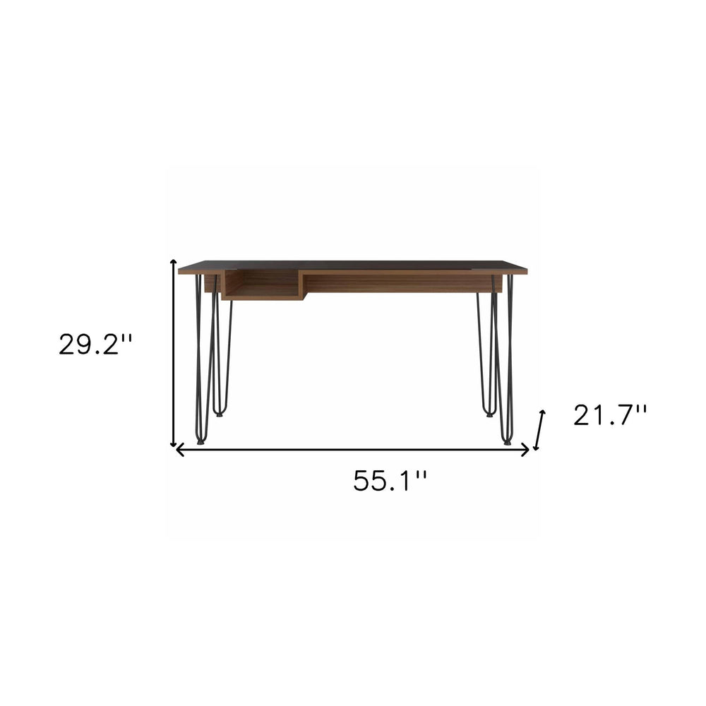 55" Brown and Black Computer Desk - Homeroots - Flyclothing LLC