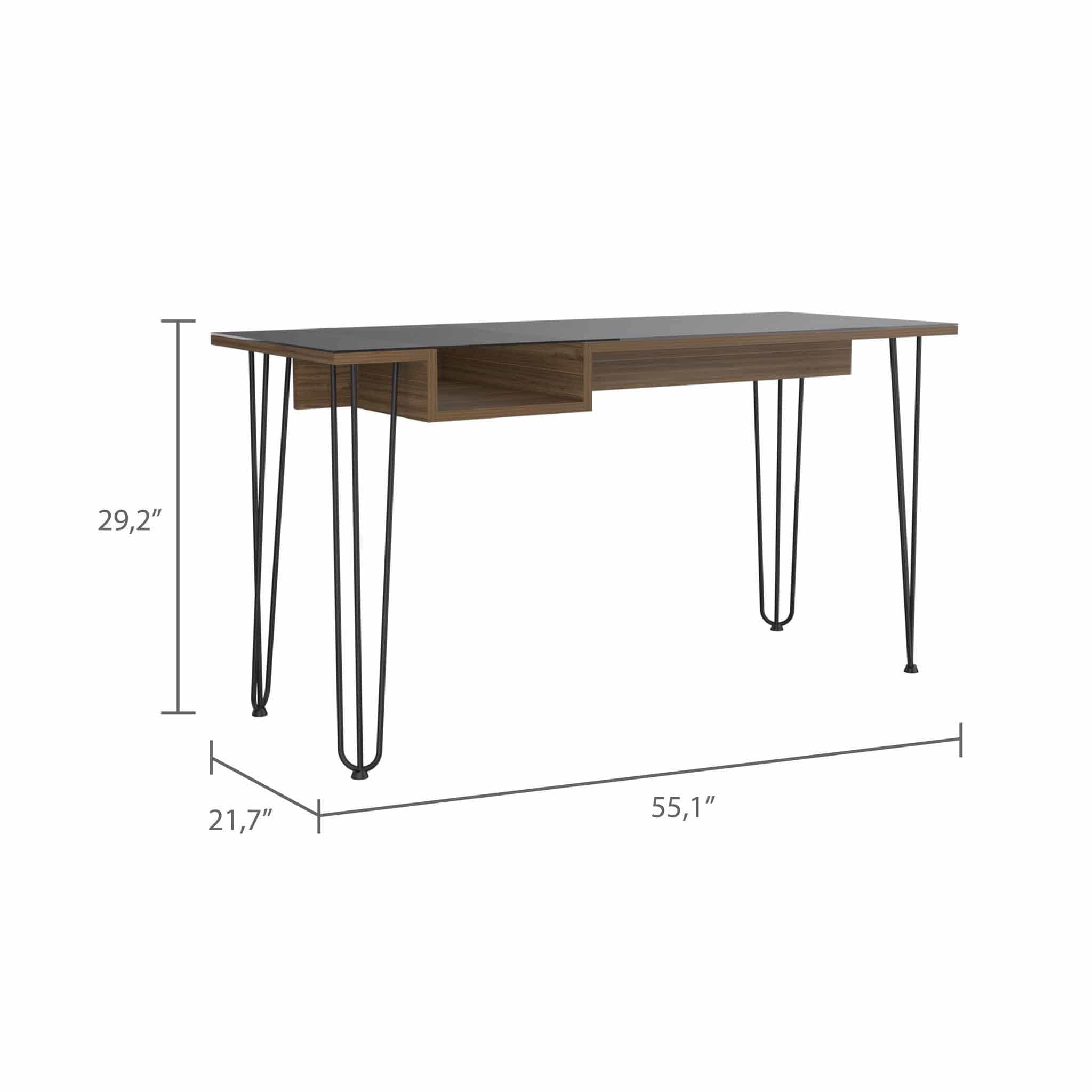 55" Brown and Black Computer Desk - Homeroots
