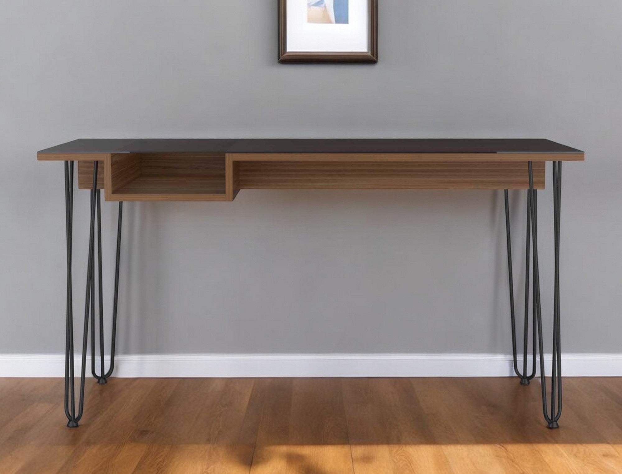 55" Brown and Black Computer Desk - Homeroots - Flyclothing LLC
