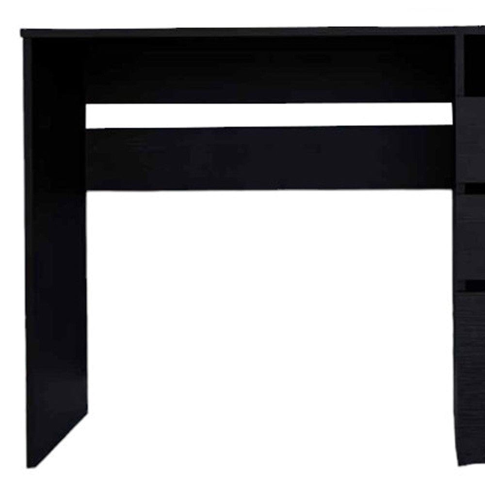 47" Black Computer Desk With Three Drawers - Homeroots