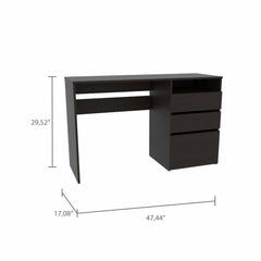 47" Black Computer Desk With Three Drawers - Homeroots