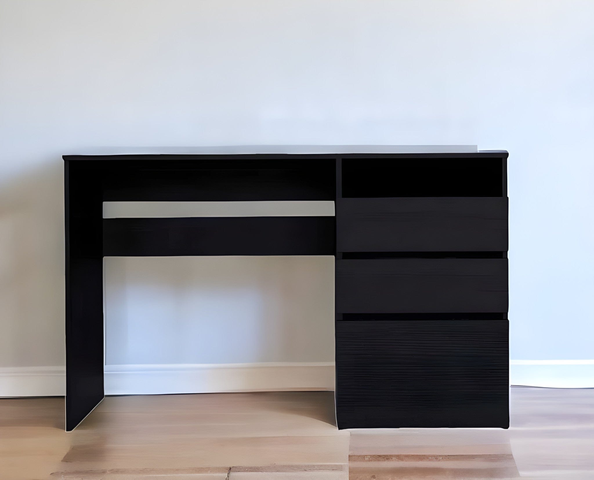 47" Black Computer Desk With Three Drawers - Homeroots