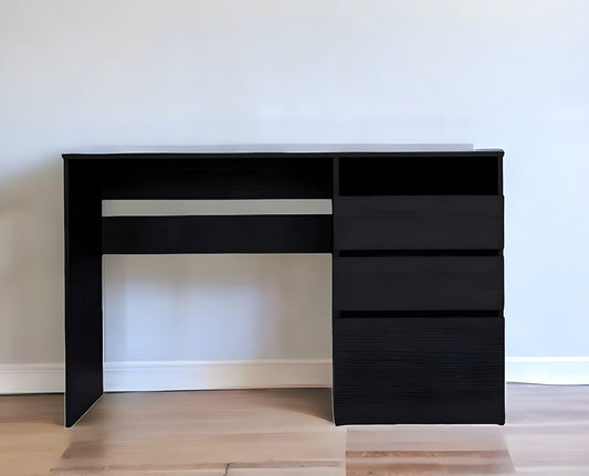 47" Black Computer Desk With Three Drawers - Homeroots