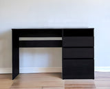 47" Black Computer Desk With Three Drawers - Homeroots