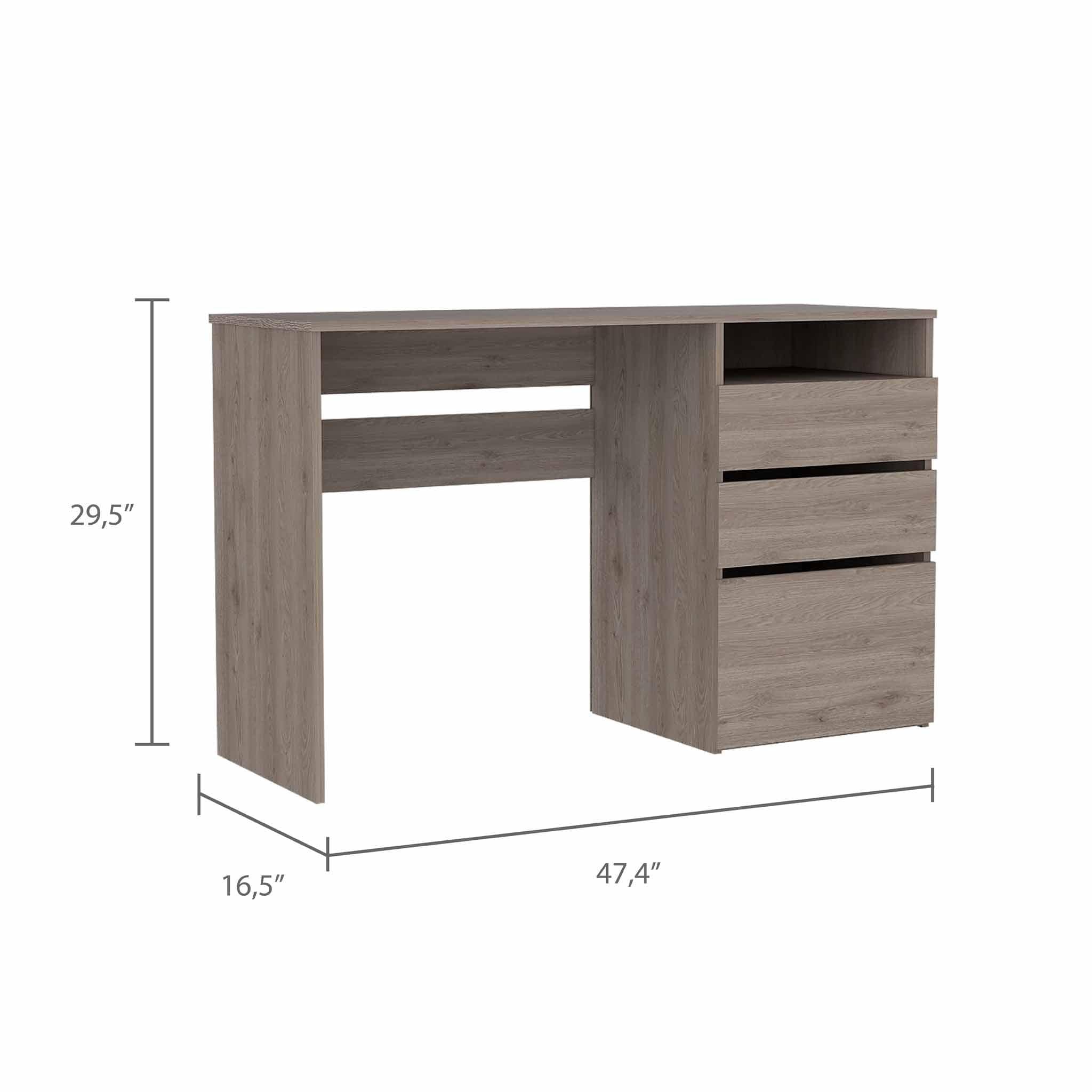 47" Light Gray Computer Desk With Three Drawers - Homeroots - Flyclothing LLC