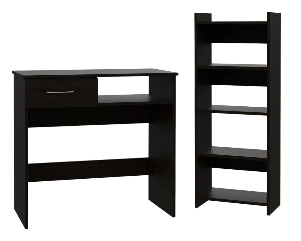 32" Black Computer Desk Desk and Bookshelf Set - Homeroots - Flyclothing LLC