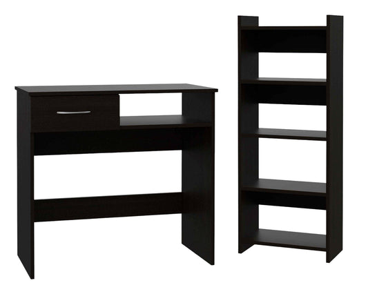 32" Black Computer Desk Desk and Bookshelf Set - Homeroots