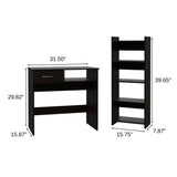 32" Black Computer Desk Desk and Bookshelf Set - Homeroots - Flyclothing LLC