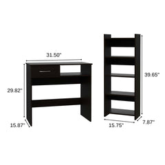32" Black Computer Desk Desk and Bookshelf Set - Homeroots