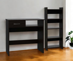 32" Black Computer Desk Desk and Bookshelf Set - Homeroots