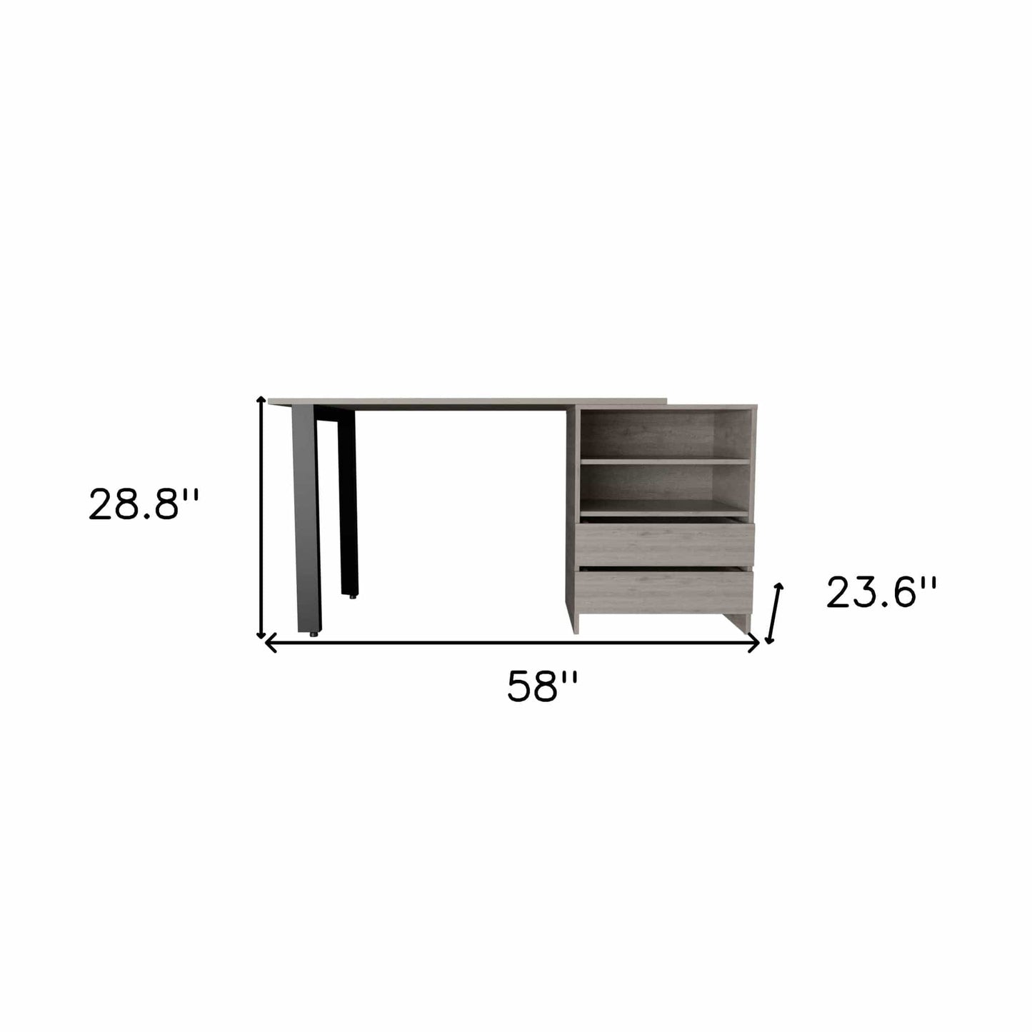 58" Light Gray Computer Desk - Homeroots - Flyclothing LLC