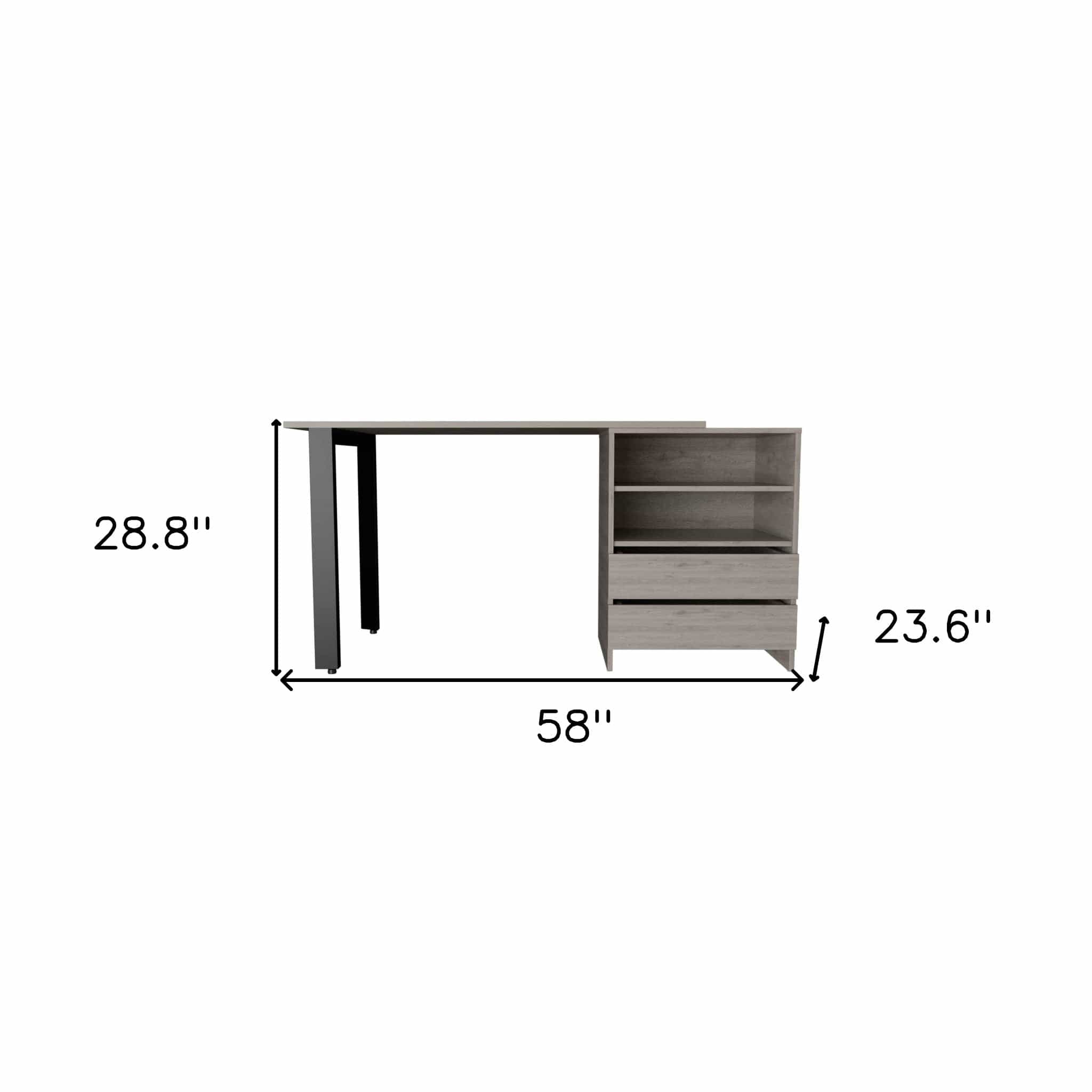 58" Light Gray Computer Desk - Homeroots - Flyclothing LLC