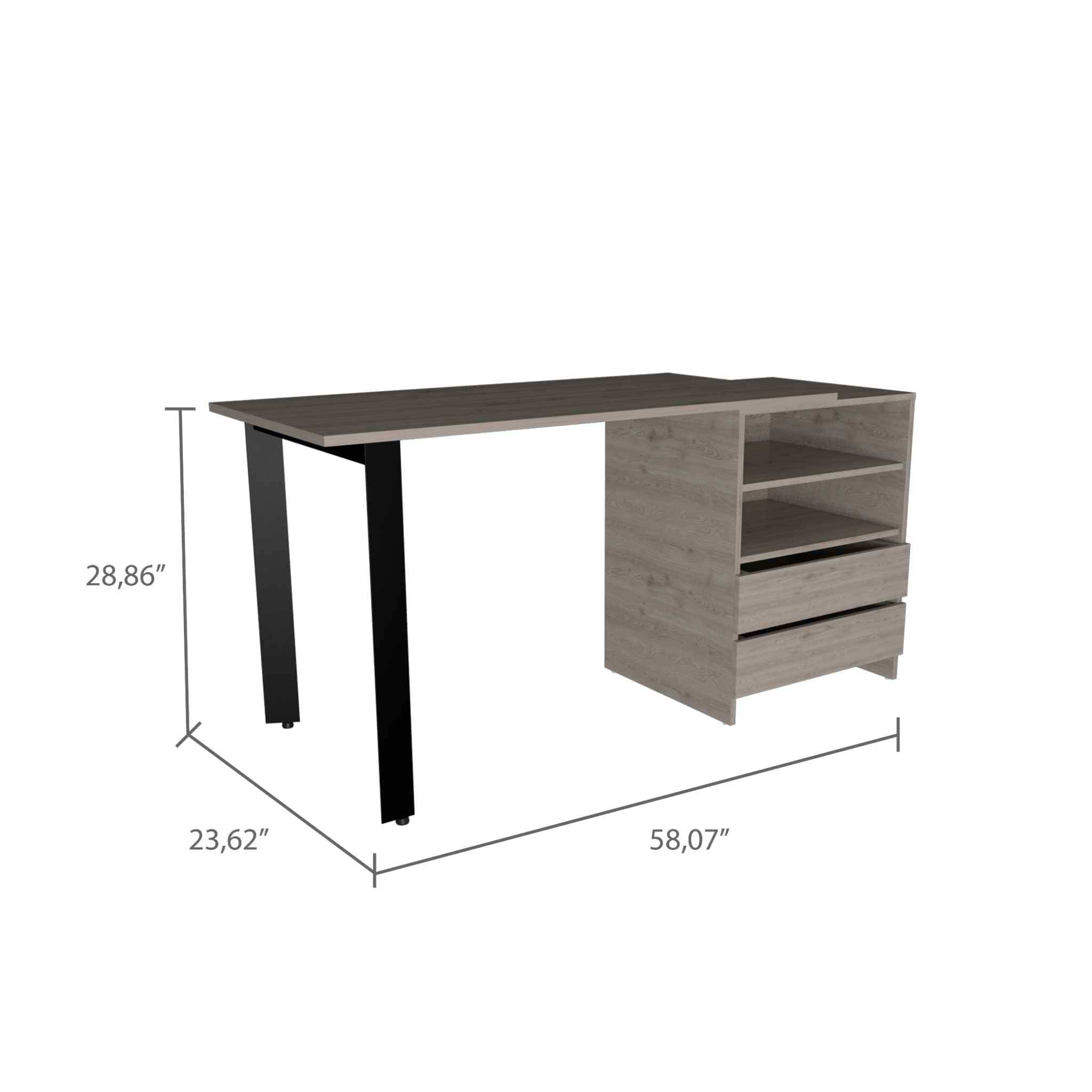 58" Light Gray Computer Desk - Homeroots - Flyclothing LLC