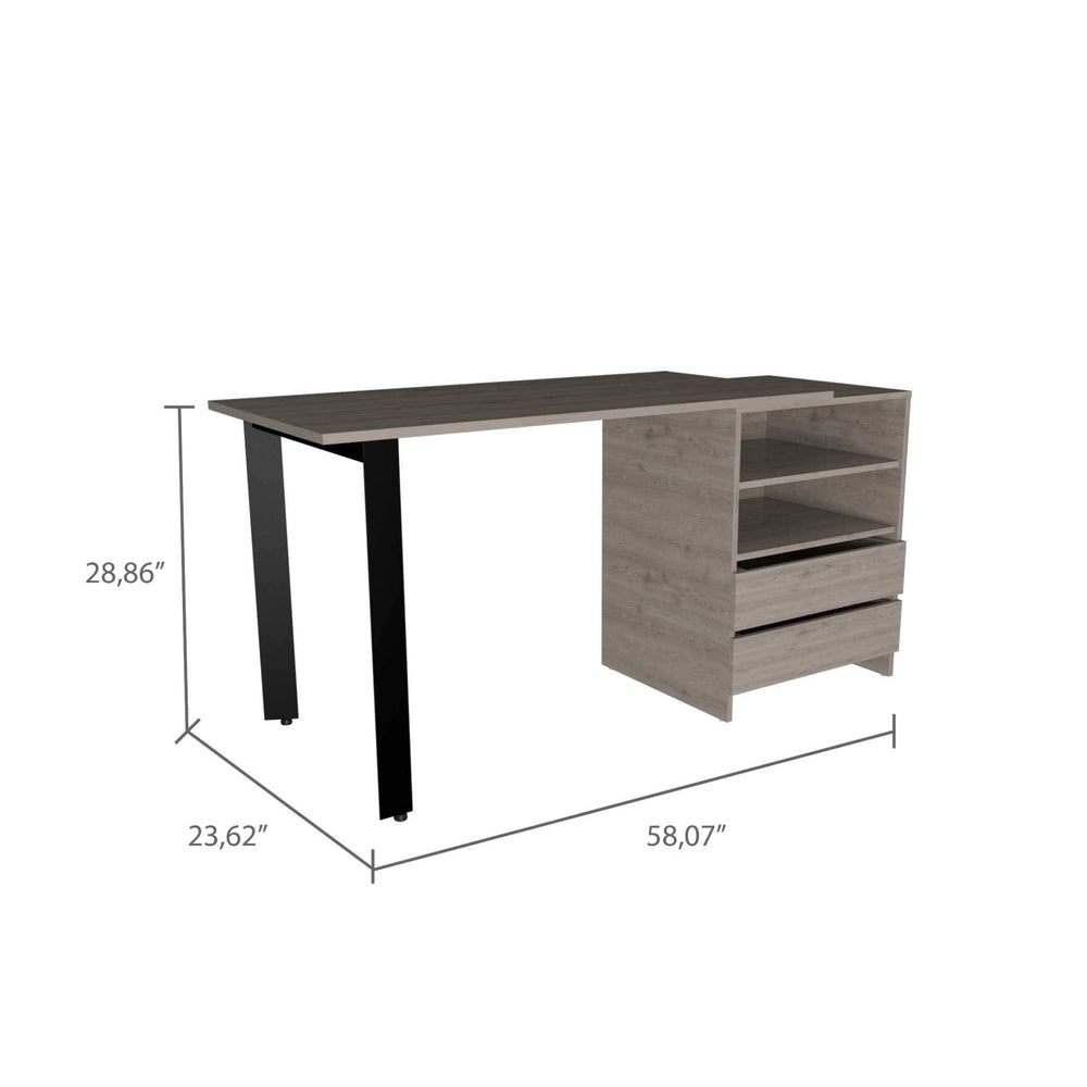 58" Light Gray Computer Desk - Homeroots - Flyclothing LLC
