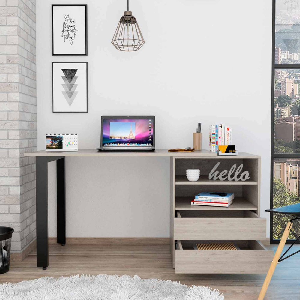 58" Light Gray Computer Desk - Homeroots - Flyclothing LLC