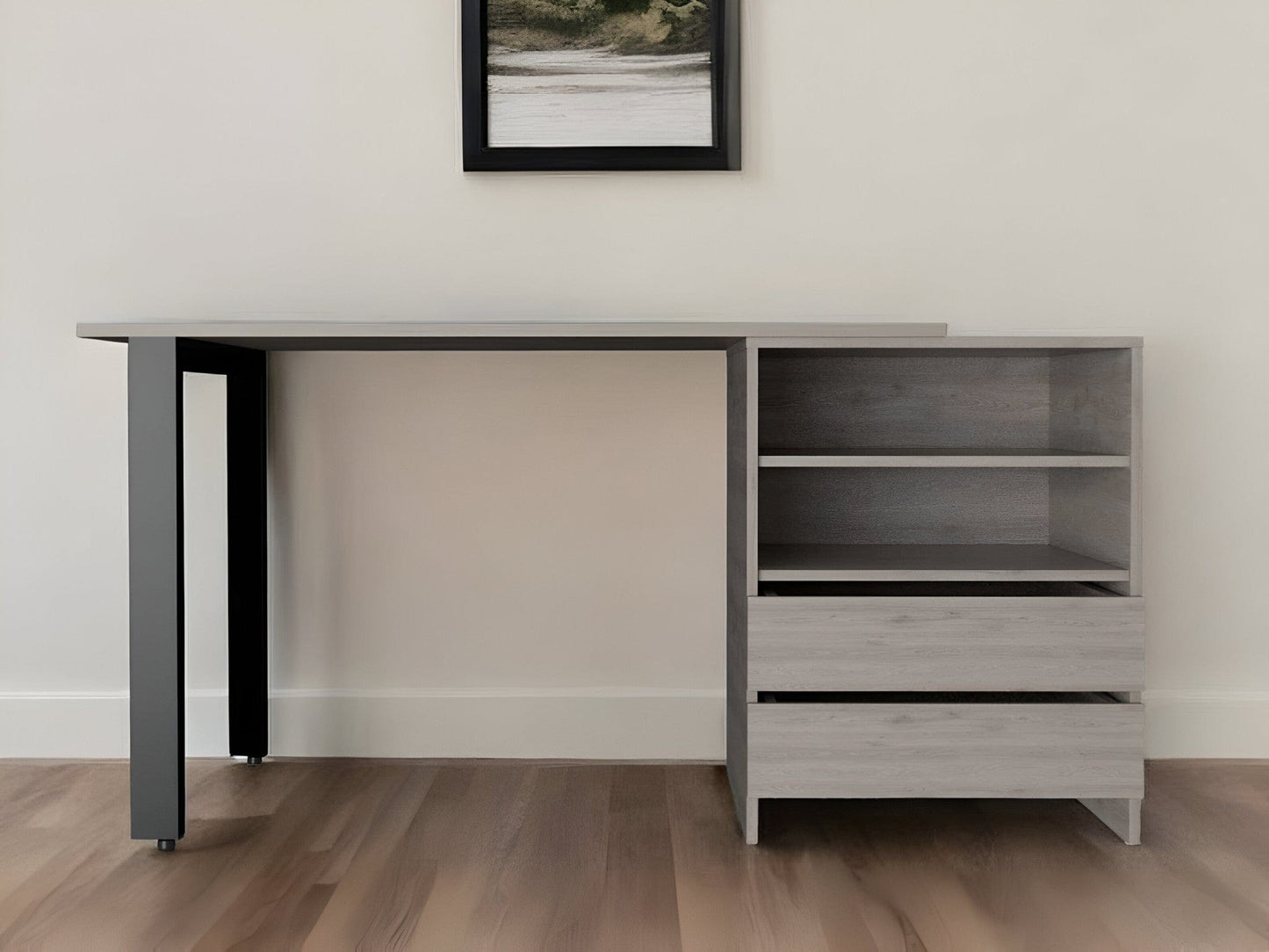 58" Light Gray Computer Desk - Homeroots - Flyclothing LLC