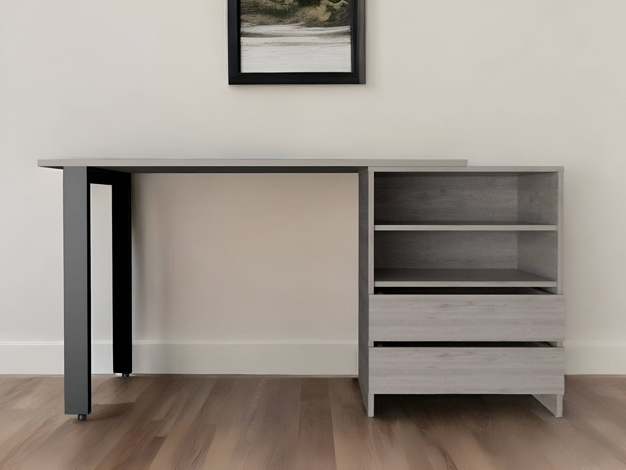 58" Light Gray Computer Desk - Homeroots - Flyclothing LLC