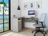 41" Light Gray L Shape Computer Desk With Two Drawers - Homeroots - Flyclothing LLC
