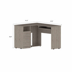 41" Light Gray L Shape Computer Desk With Two Drawers - Homeroots