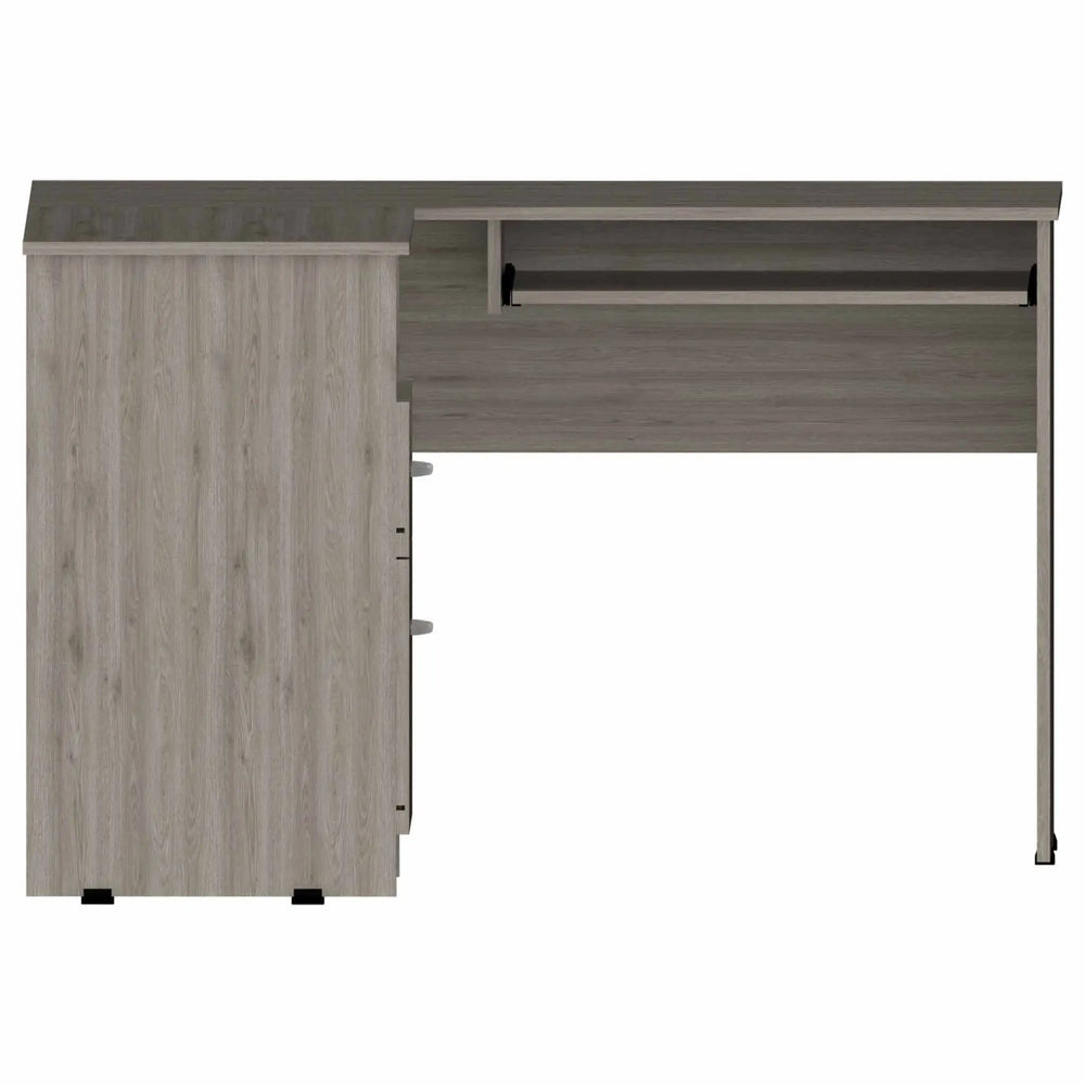 41" Light Gray L Shape Computer Desk With Two Drawers - Homeroots - Flyclothing LLC
