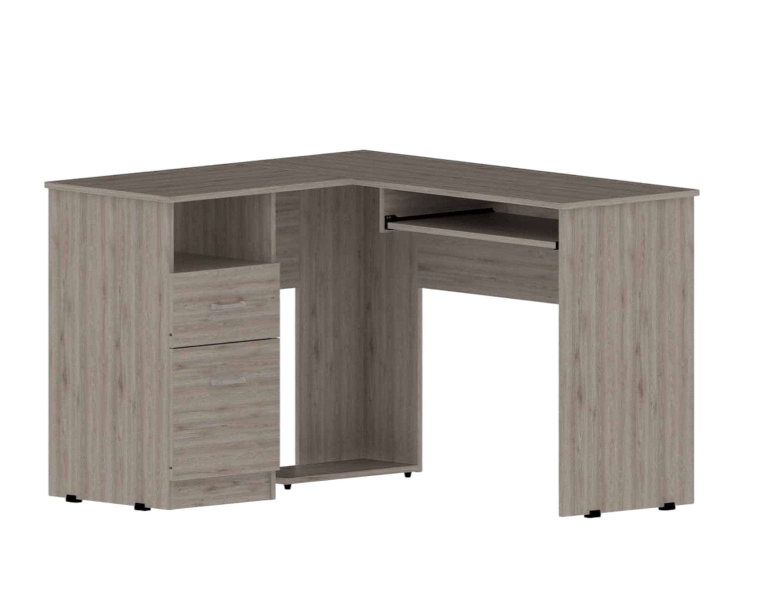 41" Light Gray L Shape Computer Desk With Two Drawers - Homeroots - Flyclothing LLC