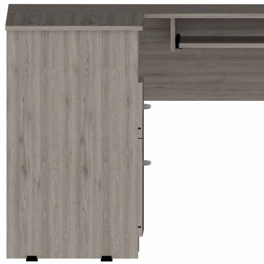 41" Light Gray L Shape Computer Desk With Two Drawers - Homeroots - Flyclothing LLC