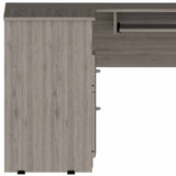 41" Light Gray L Shape Computer Desk With Two Drawers - Homeroots