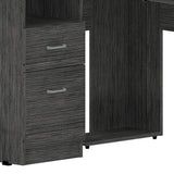 41" Gray L Shape Computer Desk With Two Drawers - Homeroots
