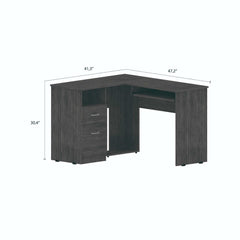 41" Gray L Shape Computer Desk With Two Drawers - Homeroots