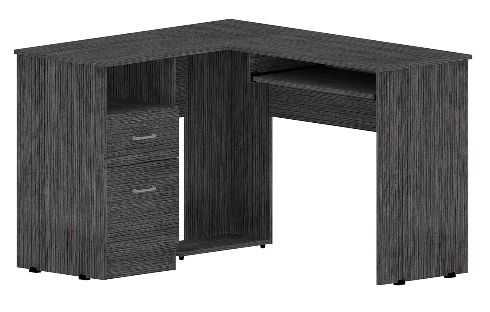 41" Gray L Shape Computer Desk With Two Drawers - Homeroots