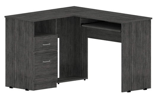 41" Gray L Shape Computer Desk With Two Drawers - Homeroots