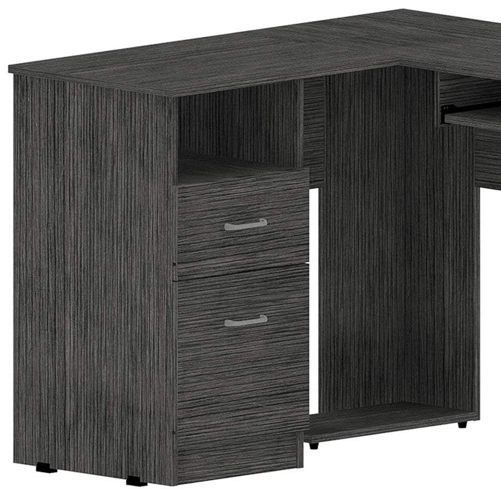 41" Gray L Shape Computer Desk With Two Drawers - Homeroots - Flyclothing LLC