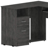 41" Gray L Shape Computer Desk With Two Drawers - Homeroots - Flyclothing LLC