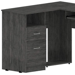 41" Gray L Shape Computer Desk With Two Drawers - Homeroots