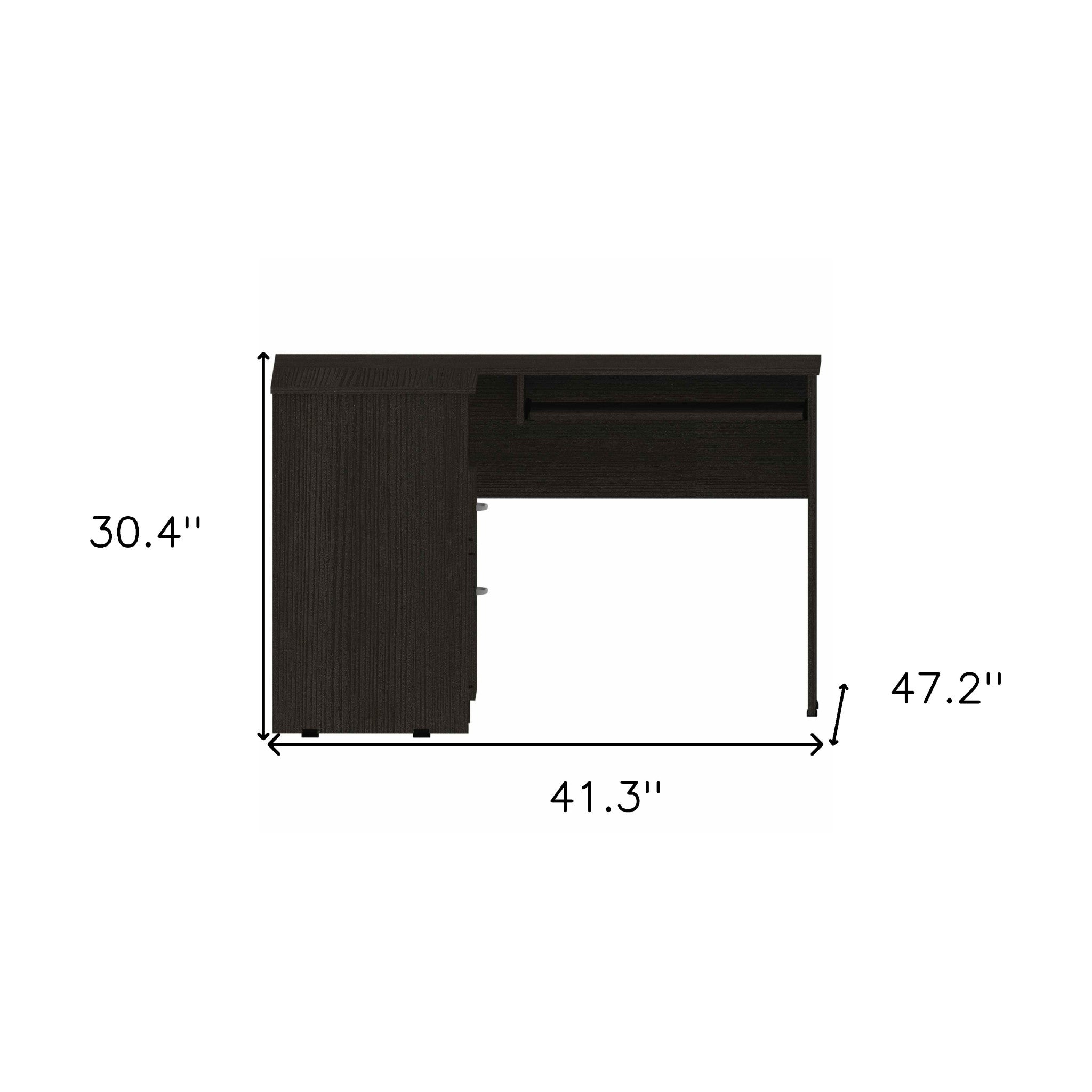 41" Black L Shape Computer Desk With Two Drawers - Homeroots - Flyclothing LLC