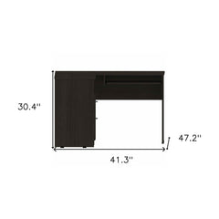 41" Black L Shape Computer Desk With Two Drawers - Homeroots