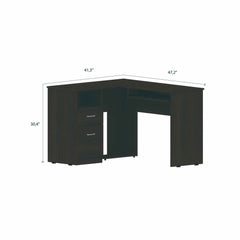 41" Black L Shape Computer Desk With Two Drawers - Homeroots