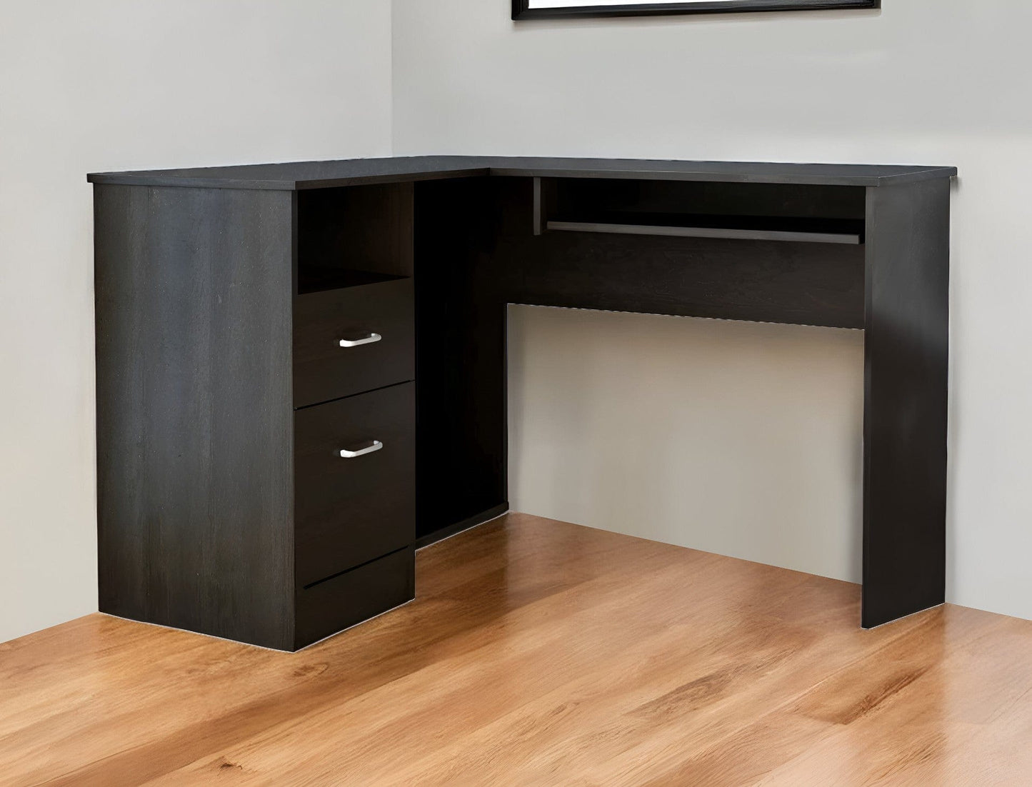 41" Black L Shape Computer Desk With Two Drawers - Homeroots - Flyclothing LLC