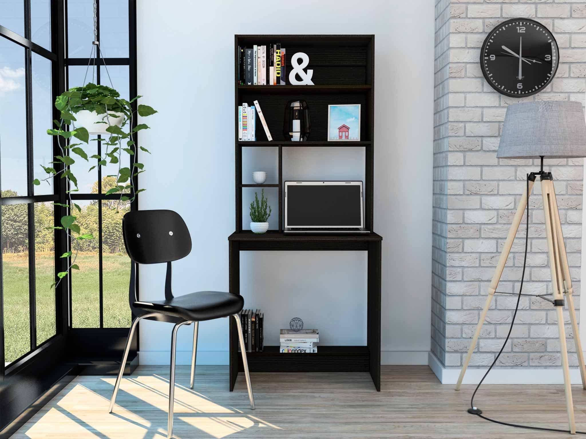 30" Black Computer Desk With Hutch - Homeroots - Flyclothing LLC