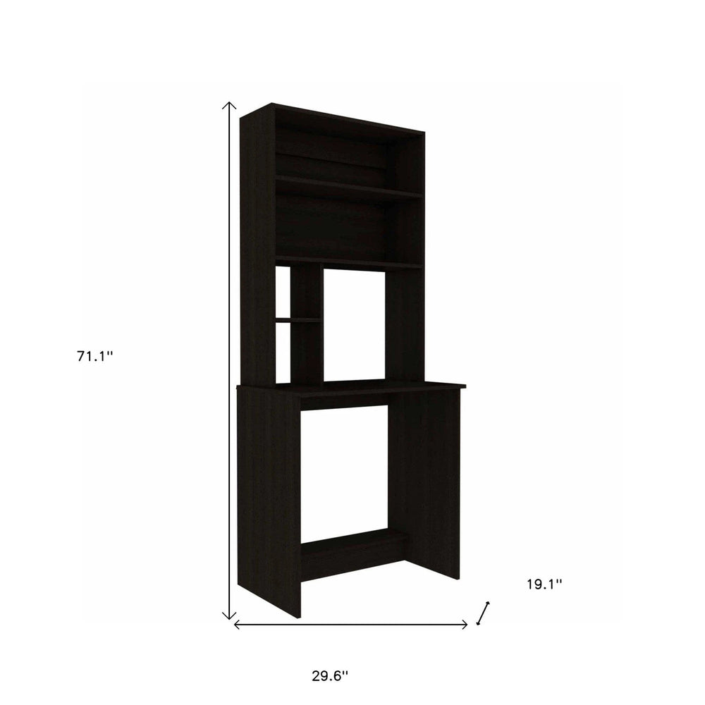 30" Black Computer Desk With Hutch - Homeroots - Flyclothing LLC