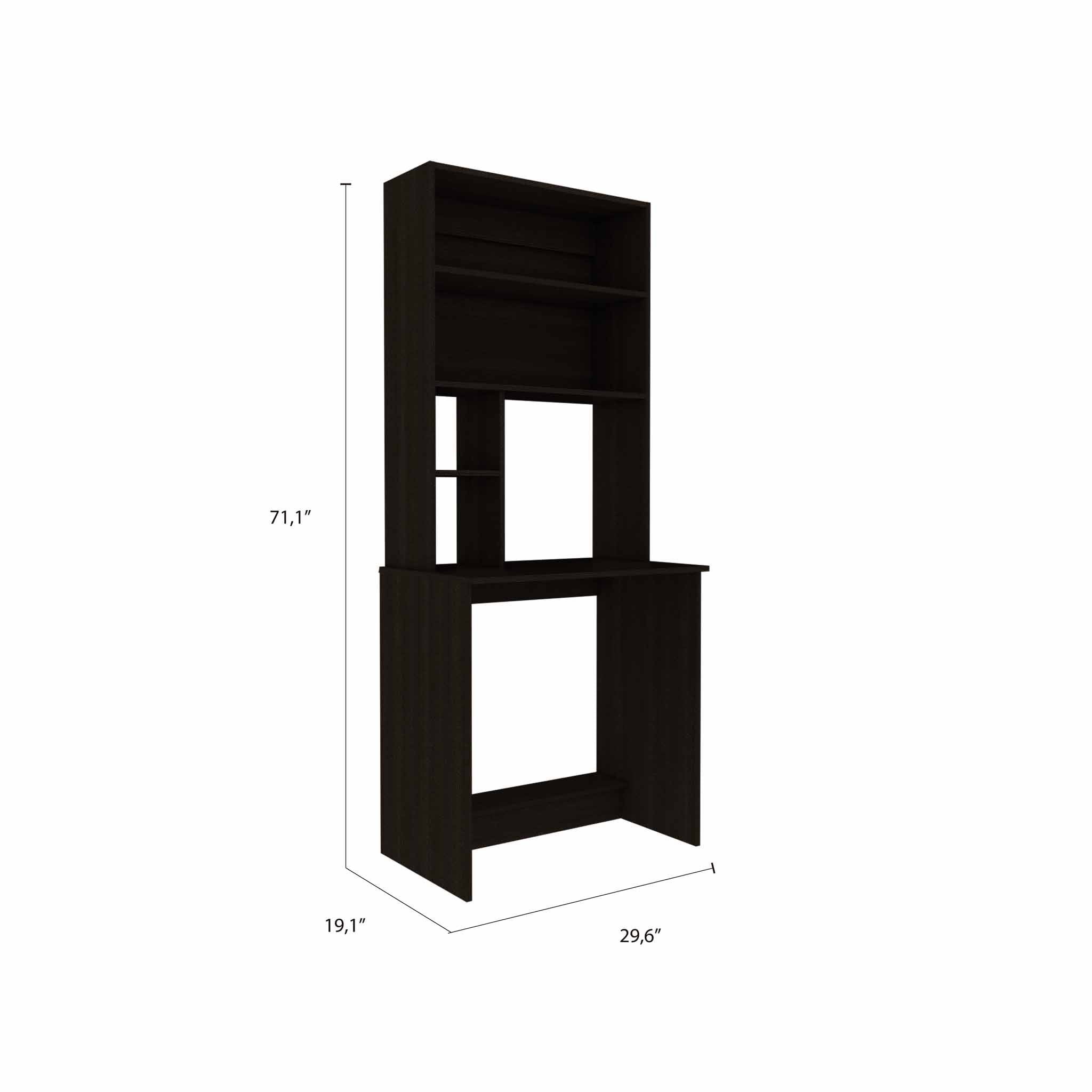 30" Black Computer Desk With Hutch - Homeroots