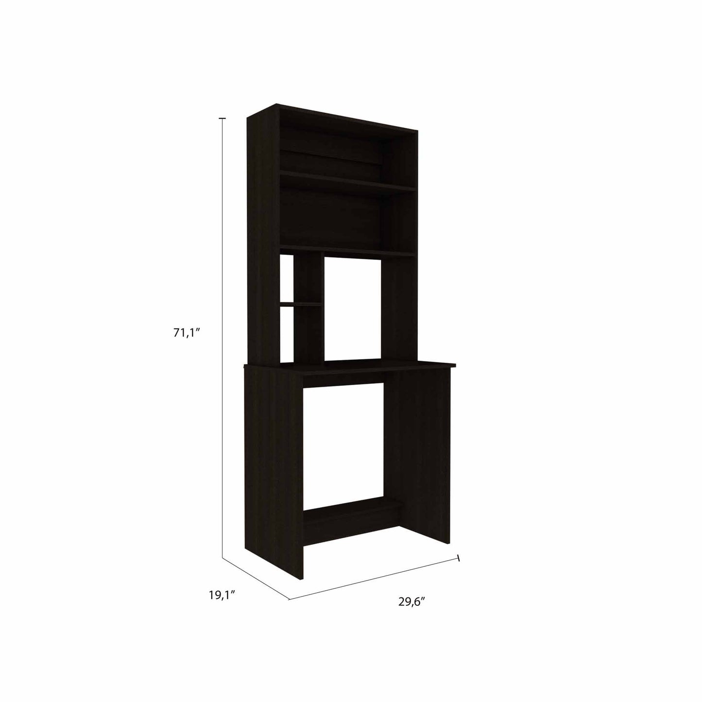 30" Black Computer Desk With Hutch - Homeroots - Flyclothing LLC