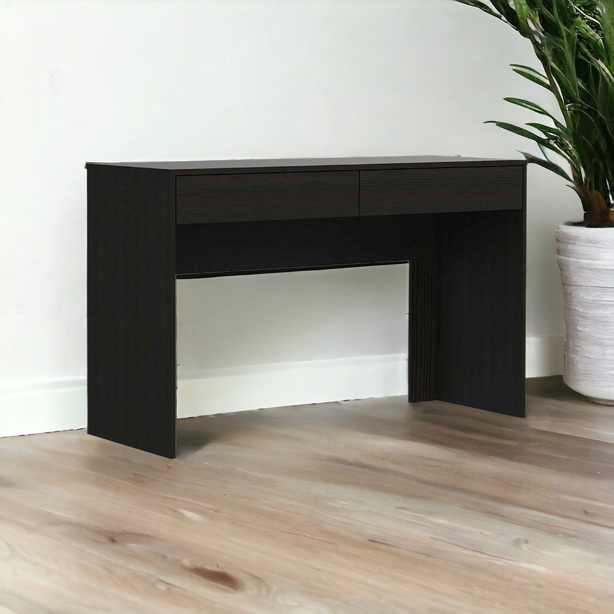 47" Black Computer Desk with Two Drawers - Homeroots - Flyclothing LLC