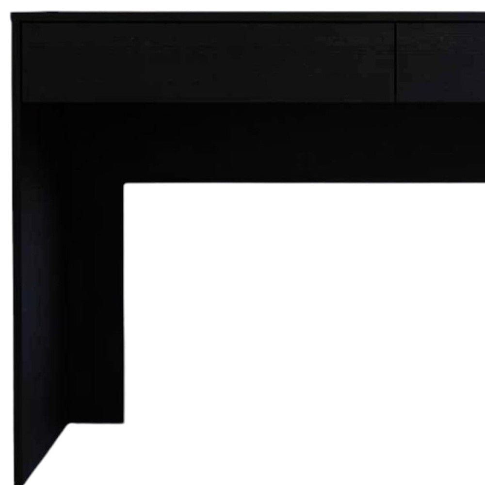 47" Black Computer Desk with Two Drawers - Homeroots